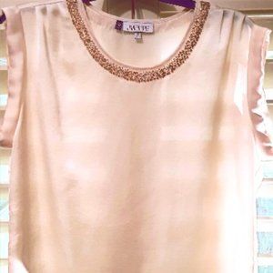 Cream w/Gold Trim Collar Short Sleeve Top